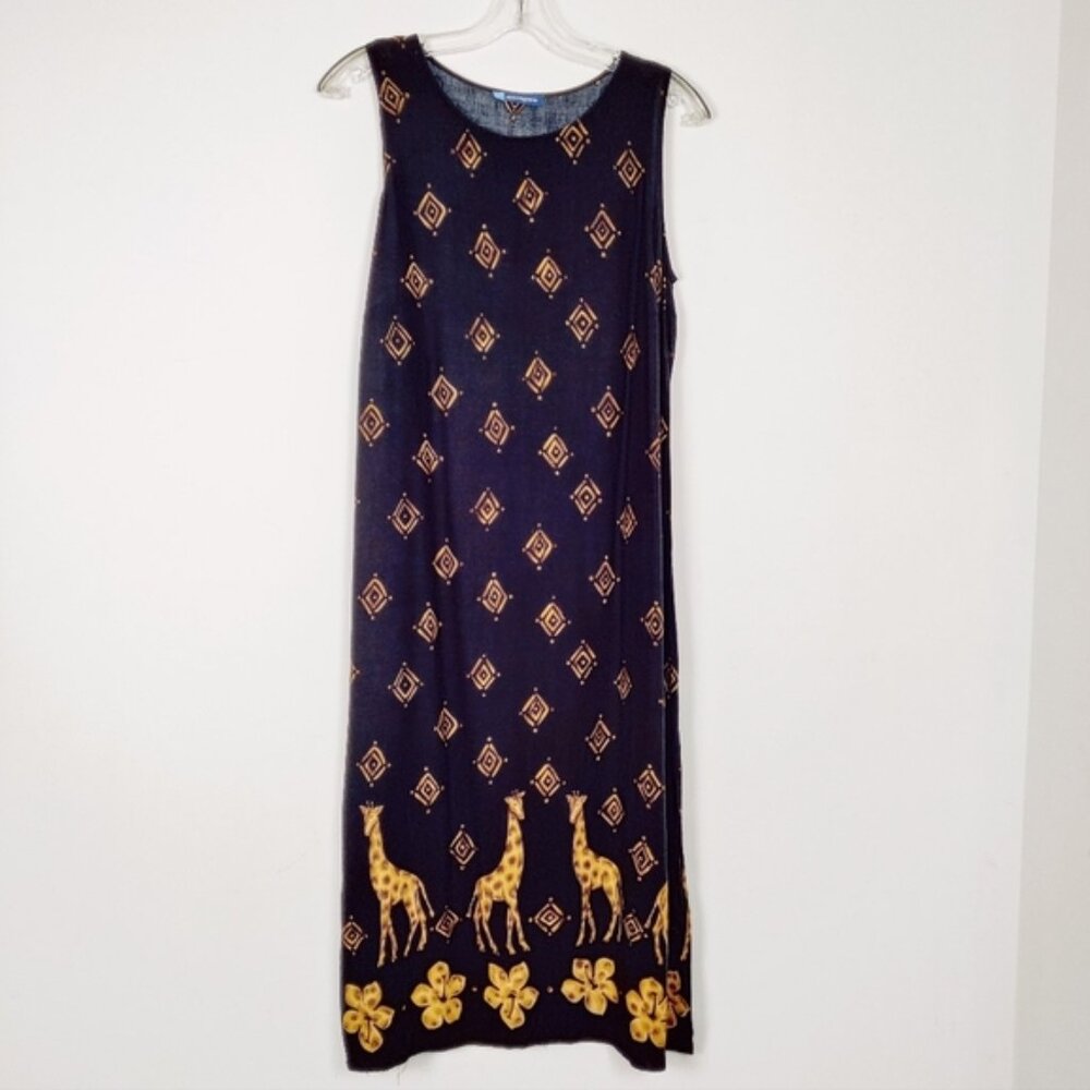 Penningtons Giraffe Print Sleeveless Maxi Dress Size 14W Resortwear